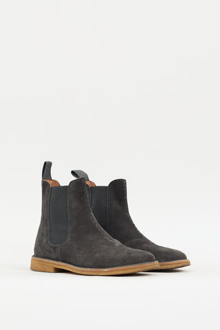 Bottega Veneta Dark Grey Suede Chelsea Boot