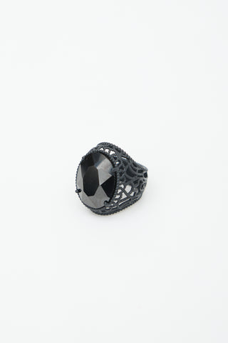 Bottega Veneta Faceted Oval Gemstone Ring