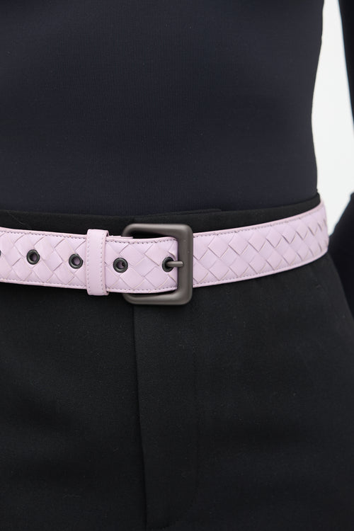 Bottega Veneta Leather Intrecciato Belt