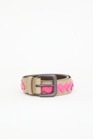 Bottega Veneta Leather Intrecciato Belt
