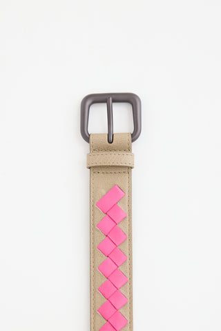 Bottega Veneta Leather Intrecciato Belt