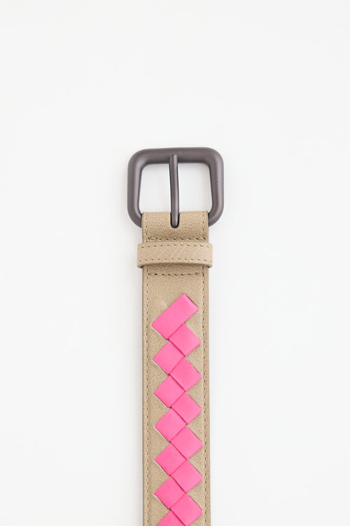 Bottega Veneta Leather Intrecciato Belt