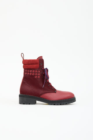 Bottega Veneta Leather Intrecciato Combat Boot