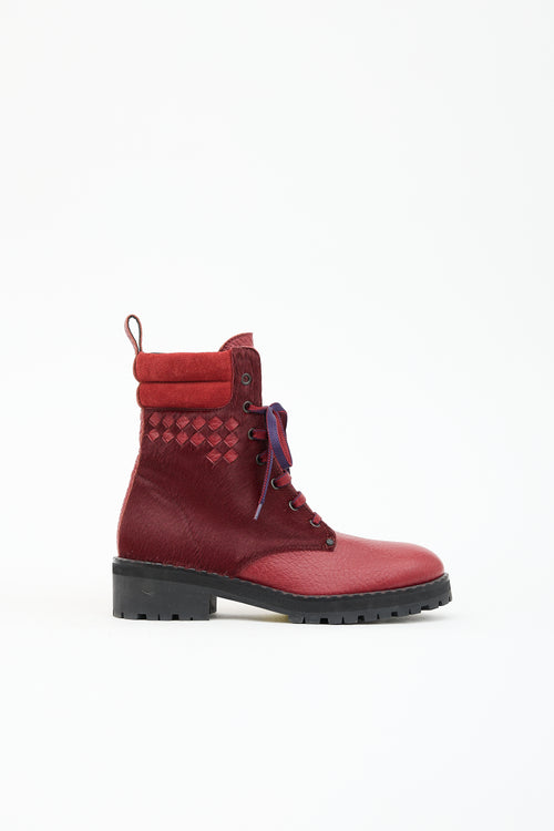 Bottega Veneta Leather Intrecciato Combat Boot