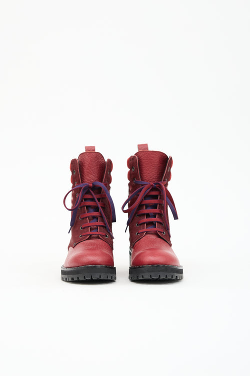 Bottega Veneta Leather Intrecciato Combat Boot