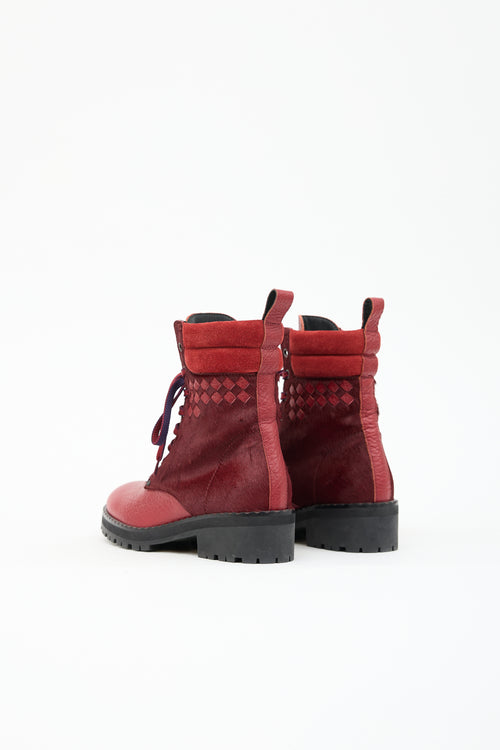 Bottega Veneta Leather Intrecciato Combat Boot