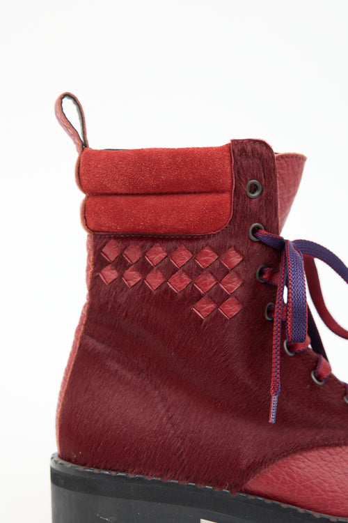Bottega Veneta Leather Intrecciato Combat Boot
