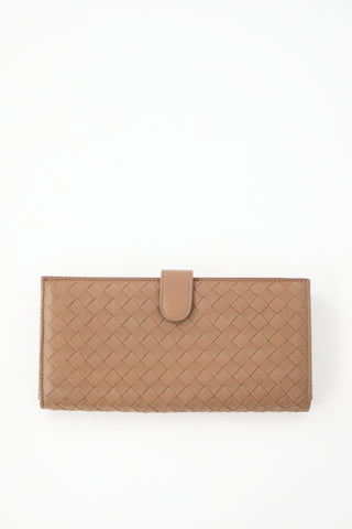 Bottega Veneta Leather Intrecciato Long Wallet