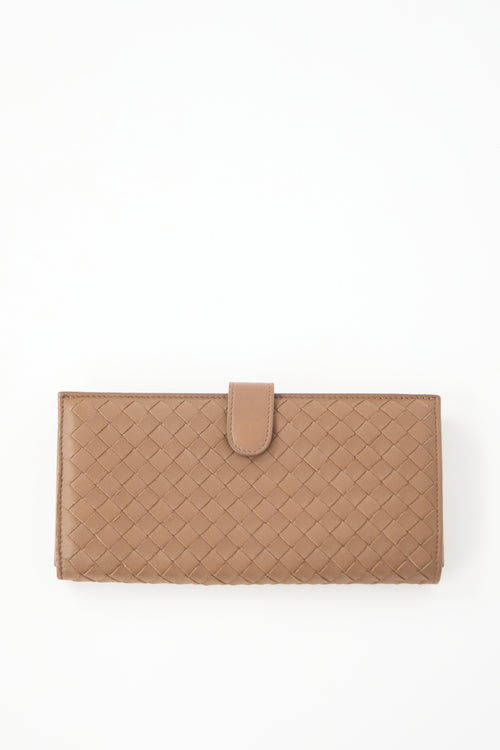 Bottega Veneta Leather Intrecciato Long Wallet