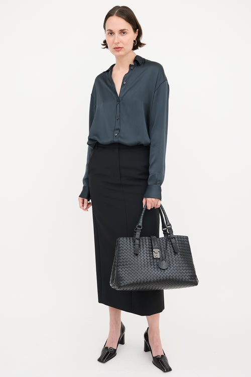 Bottega Veneta Leather Intrecciato Medium Roma Bag