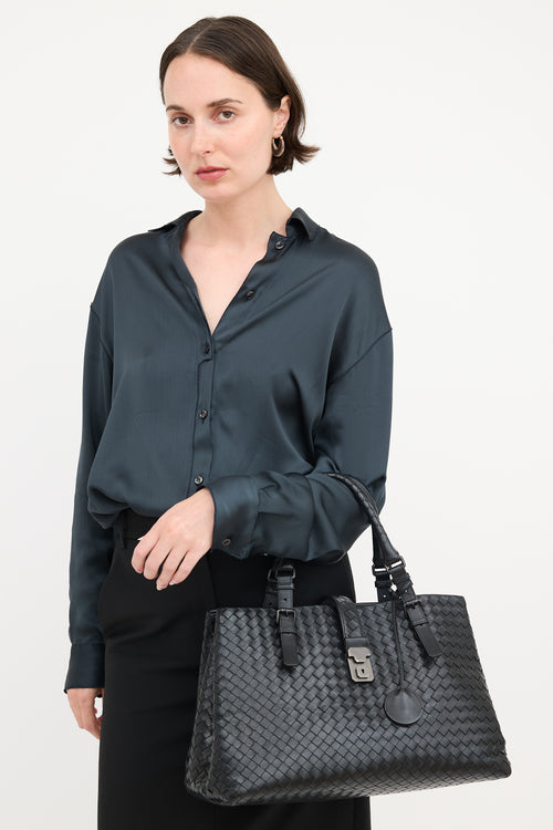 Bottega Veneta Leather Intrecciato Medium Roma Bag