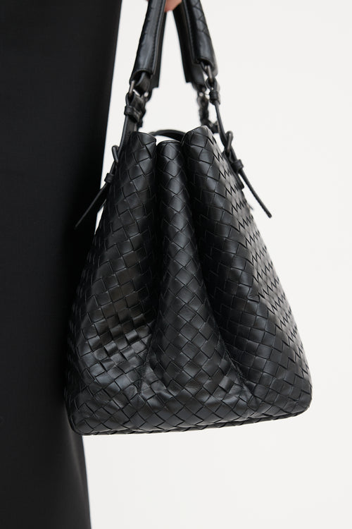 Bottega Veneta Leather Intrecciato Medium Roma Bag