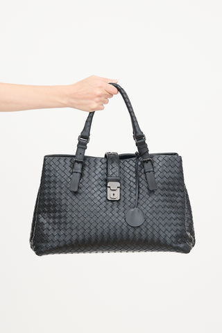 Bottega Veneta Leather Intrecciato Medium Roma Bag