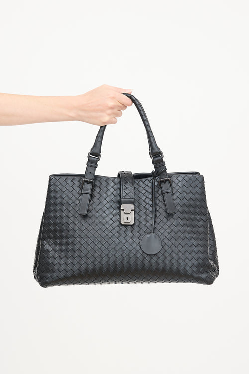 Bottega Veneta Leather Intrecciato Medium Roma Bag