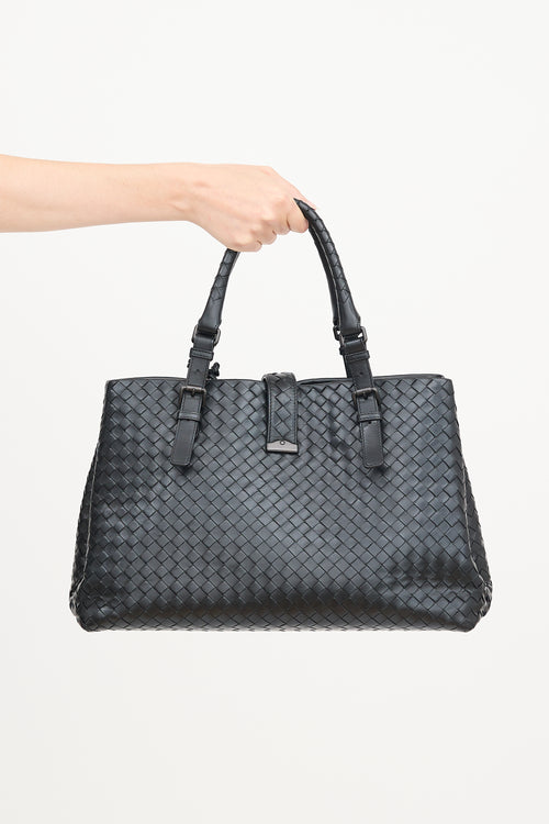 Bottega Veneta Leather Intrecciato Medium Roma Bag