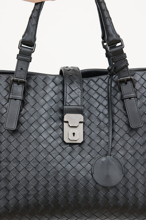 Bottega Veneta Leather Intrecciato Medium Roma Bag