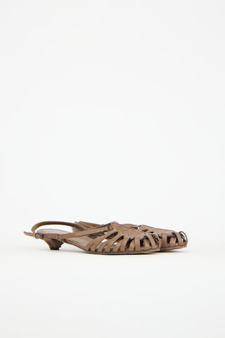 Bottega Veneta Leather Intrecciato Slingback Sandal