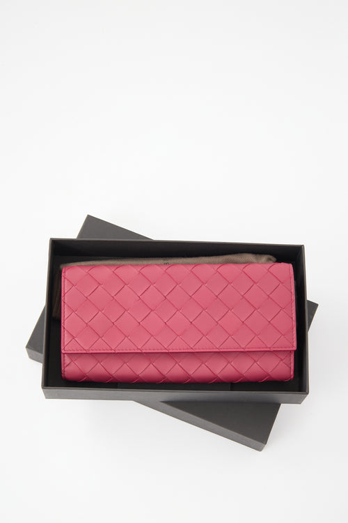Bottega Veneta Leather Intreccio Long Wallet