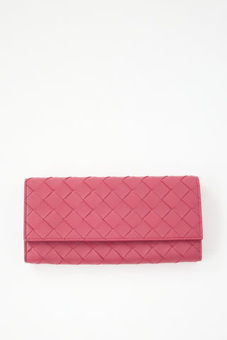 Bottega Veneta Leather Intreccio Long Wallet