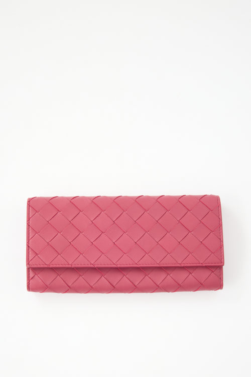 Bottega Veneta Leather Intreccio Long Wallet