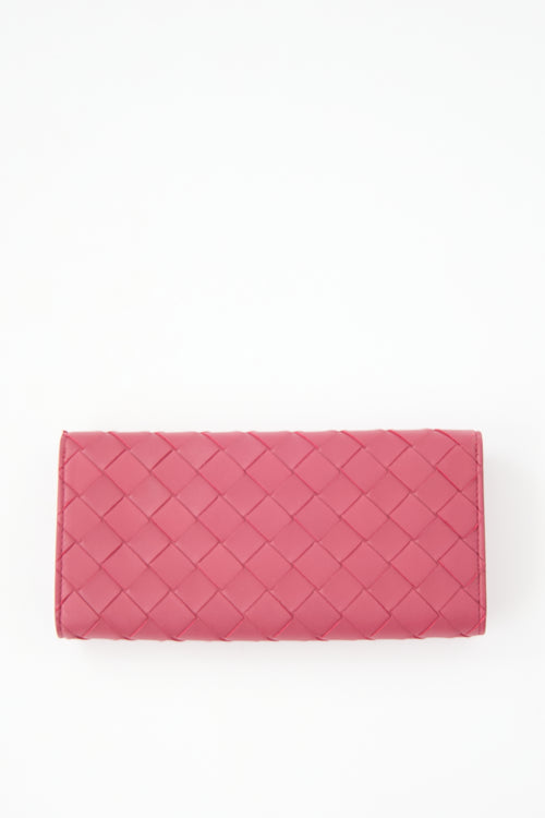 Bottega Veneta Leather Intreccio Long Wallet