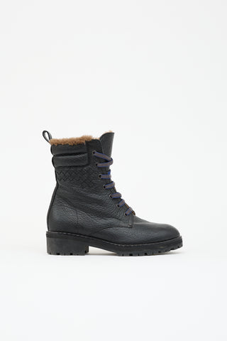 Bottega Veneta Leather & Shearling Combat Boot