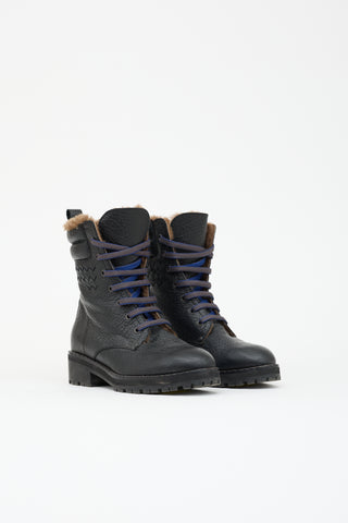 Bottega Veneta Leather & Shearling Combat Boot