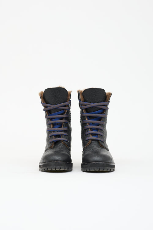 Bottega Veneta Leather & Shearling Combat Boot