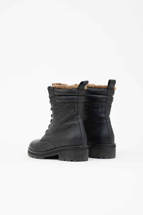 Bottega Veneta Leather & Shearling Combat Boot
