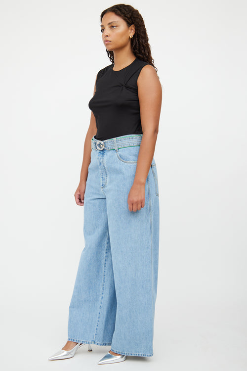 Bottega Veneta Blue Light Wash Denim Wide Leg Jean