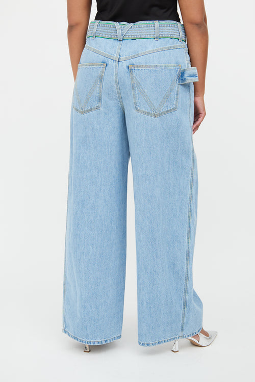 Bottega Veneta Blue Light Wash Denim Wide Leg Jean