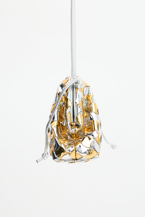 Bottega Veneta Metallic Patent Mini Pouch Bag