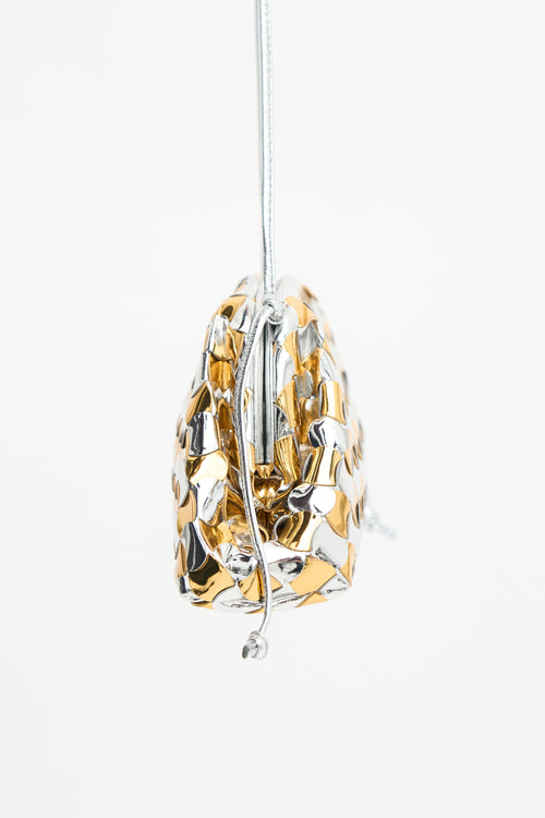 Bottega Veneta Metallic Patent Mini Pouch Bag