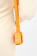 Bottega Veneta Orange Leather Intreccio Mini Cassette Bag