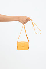Bottega Veneta Orange Leather Intreccio Mini Cassette Bag