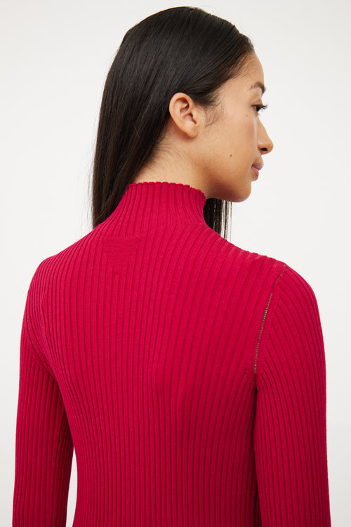 Bottega Veneta Pink Ribbed Keyhole Top