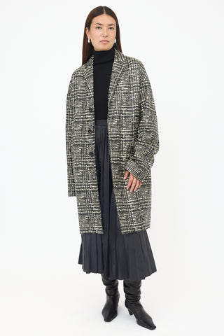 Bottega Veneta Printed Leather Prince Of Wales Coat