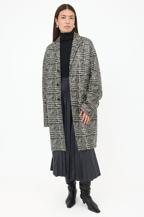 Bottega Veneta Printed Leather Prince Of Wales Coat