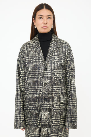Bottega Veneta Printed Leather Prince Of Wales Coat