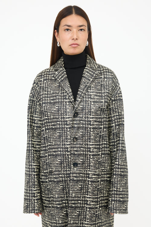 Bottega Veneta Printed Leather Prince Of Wales Coat