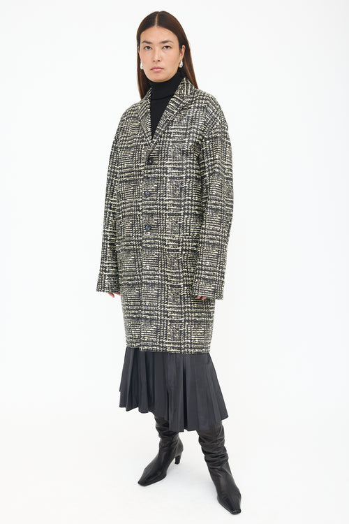 Bottega Veneta Printed Leather Prince Of Wales Coat