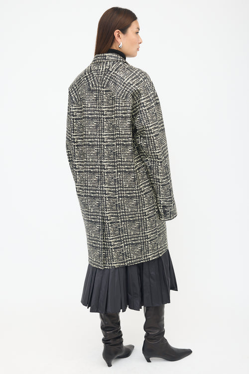 Bottega Veneta Printed Leather Prince Of Wales Coat