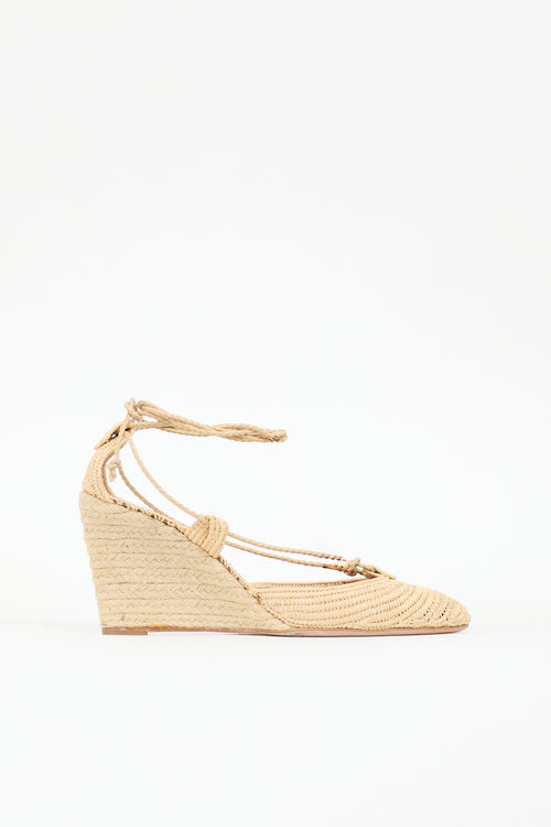 Bottega Veneta Raffia Espadrille Wedge Sandal