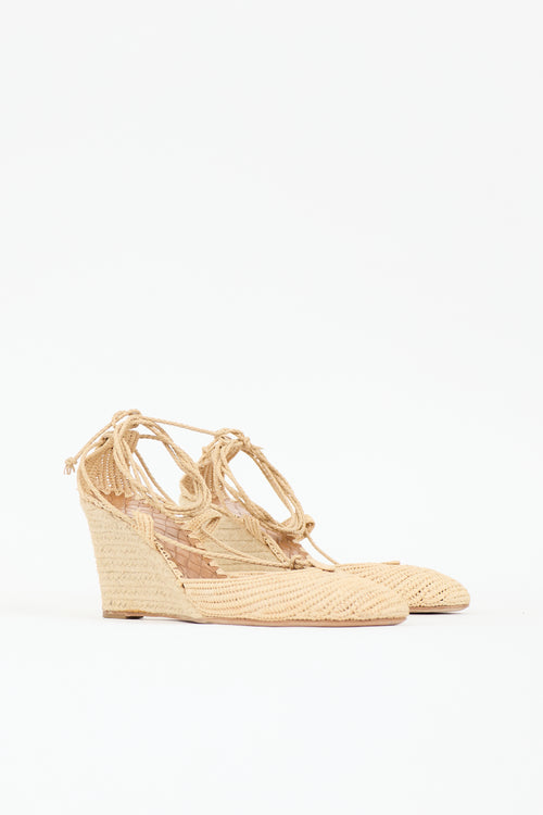 Bottega Veneta Raffia Espadrille Wedge Sandal