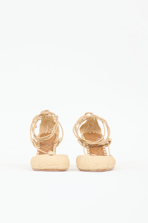 Bottega Veneta Raffia Espadrille Wedge Sandal