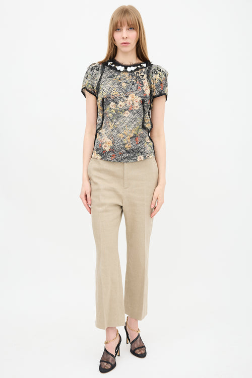 Bottega Veneta Scribble Floral Embellished Top