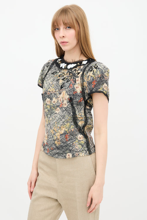 Bottega Veneta Scribble Floral Embellished Top