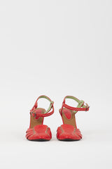 Bottega Veneta Red Textured Leather Caged Heel