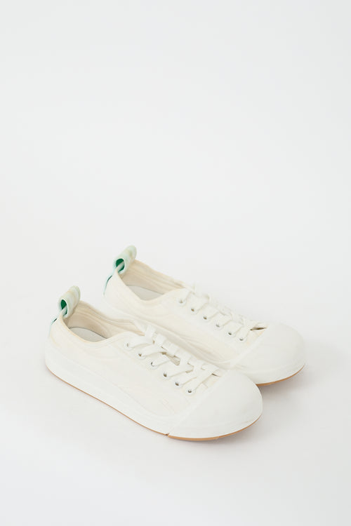 Bottega Veneta White Canvas Vulcan Sneaker