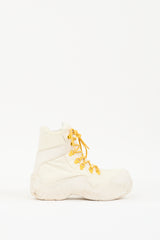 Bottega Veneta White & Yellow Puddle Bomber Boot